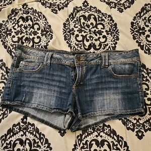 Decree Medium Blue Distressed Denim Shorts